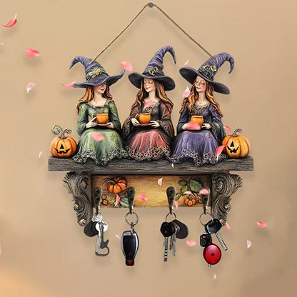 🌙 Fortryllende Halloween-heks veggdekor med kroker
