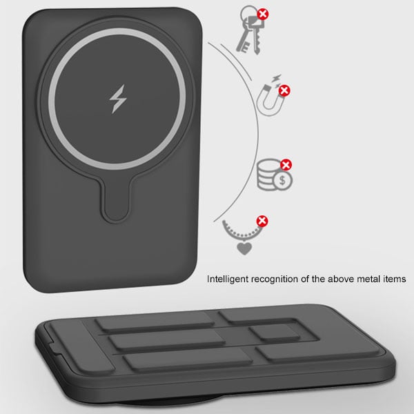 Powerbank med magnetisk sugekraft og sammenleggbart stativ