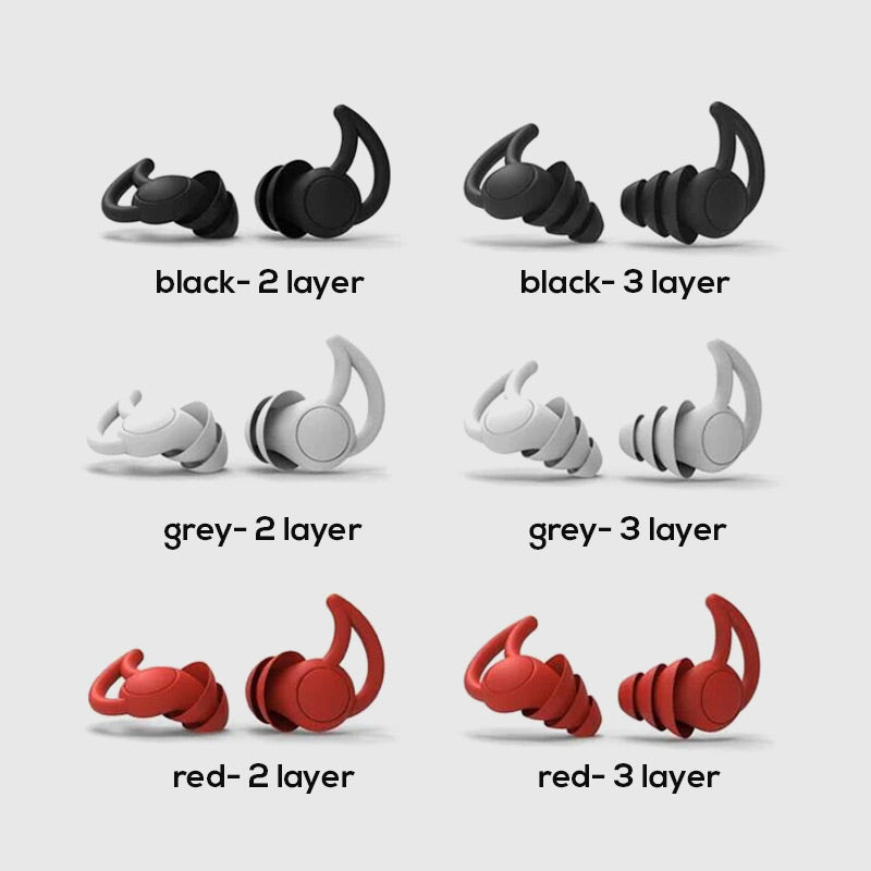 Gjenbrukbare støydempende ørepropper i silikon - ovale 3-lags støydempende ørepropper