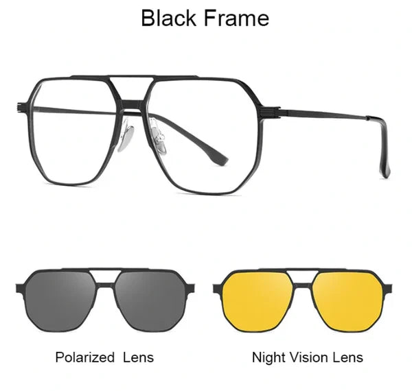 3-i-1 magnetiske polariserte solbriller for menn og kvinner