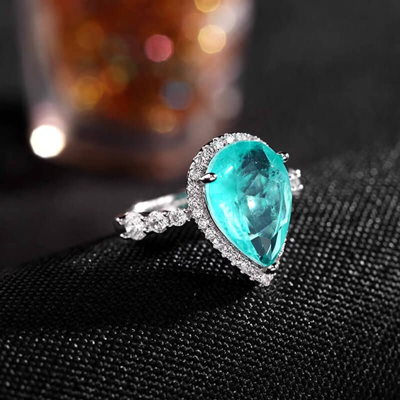 Paraiba Anheng Ring Øredobber Smykkesett