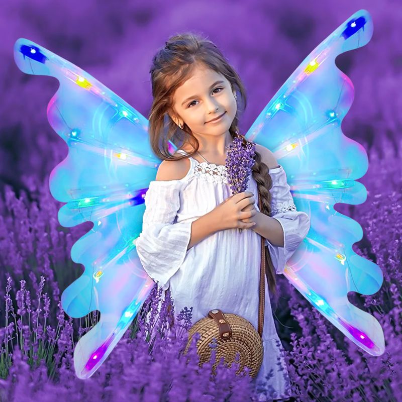 Rechargeable Electric Fairy Wings with LED Lights and Music