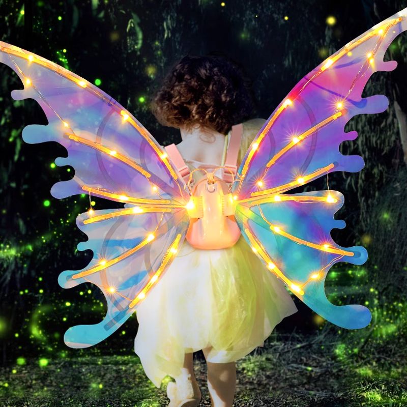 Rechargeable Electric Fairy Wings with LED Lights and Music