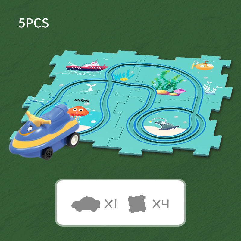 Puzzle Track Play - leketøysbil og puslespillbrett som kan betjenes selv
