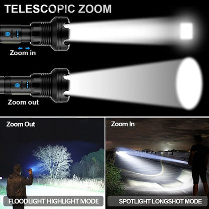 LED oppladbar taktisk laserlommelykt med høy lumen