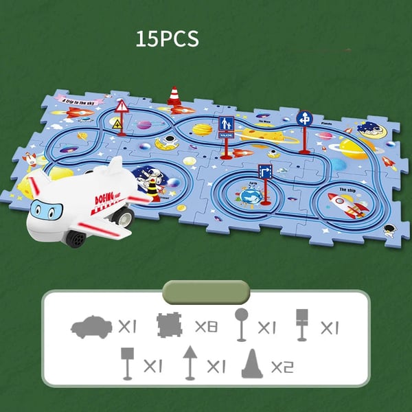 Puzzle Track Play - leketøysbil og puslespillbrett som kan betjenes selv