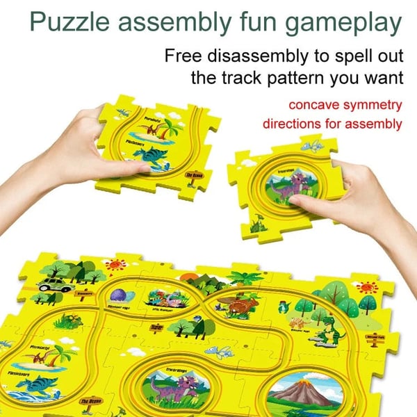 Puzzle Track Play - leketøysbil og puslespillbrett som kan betjenes selv