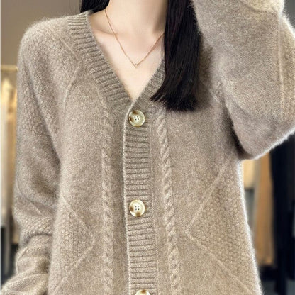 Kvinners løse slouchy faux cashmere knapp front cardigan gensere