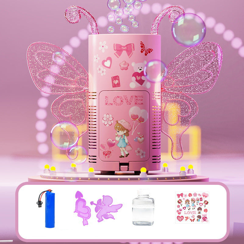 Morsomme gaver - Fantasy Angel Butterfly Shape Lighted Multi-Hole Automatic Bubble Machine Toy (automatisk boblemaskin med flere hull)