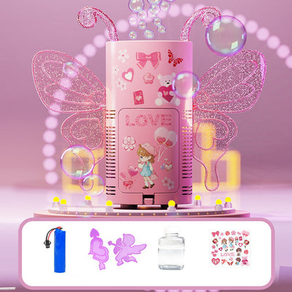 Morsomme gaver - Fantasy Angel Butterfly Shape Lighted Multi-Hole Automatic Bubble Machine Toy (automatisk boblemaskin med flere hull)